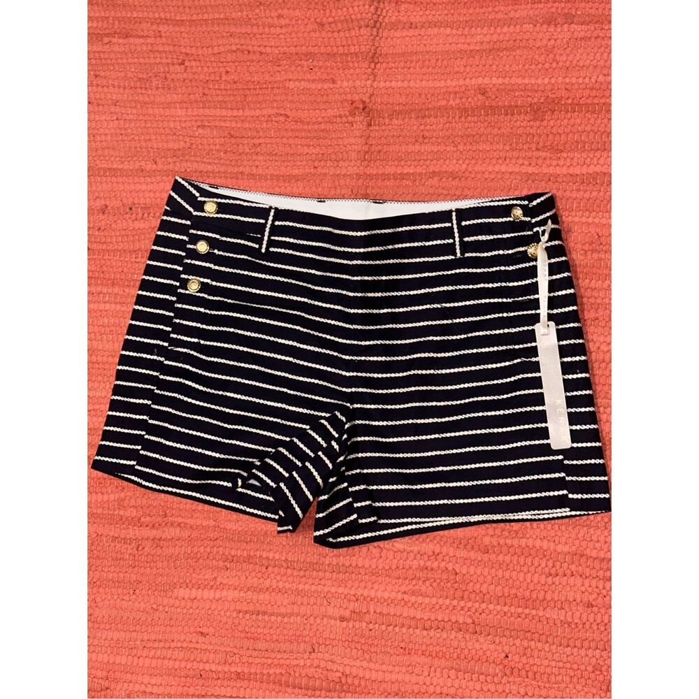 Kenar Black and White Striped Athletic Shorts